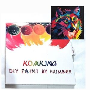 NEW DIY Paint By Number Gorgeous Colorful Wolf